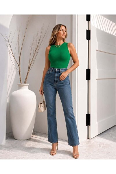 Modafeminen Dekorativna pletena bluza sa leđima TR0101 EMERALD