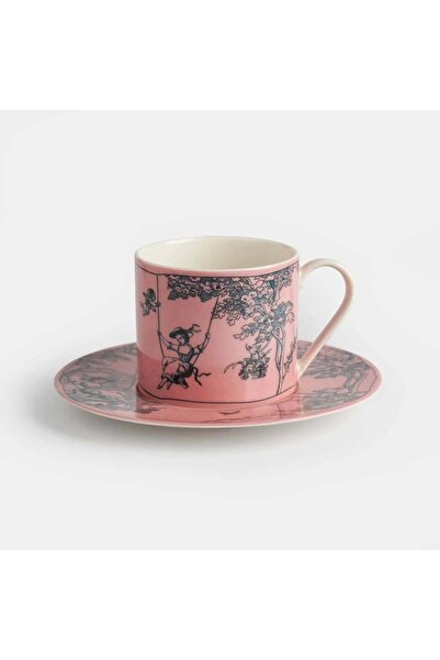 VİTELLİ Timeless Collection Pembe Porselen Çay Fincanı 2 Parça Tek Kişilik 18...