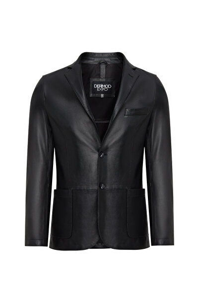 Derimod Dominic Erkek Siyah Blazer Deri Ceket 24WGE65591M
