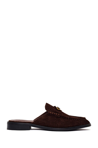 Derimod Women's Brown Suede Leather Slippers 26Pfd260010