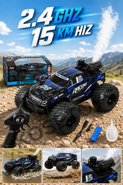 kosetoys Buharlı Uzaktan Kumandalı Yarış Arabası 15 Kmh 4x2 Sarj Edilebilir P...