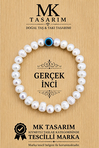 MK tasarım سوار من اللؤلؤ الحقيقي - مزين بخرز العين الشريرة - MKT.1.101.52 سو...