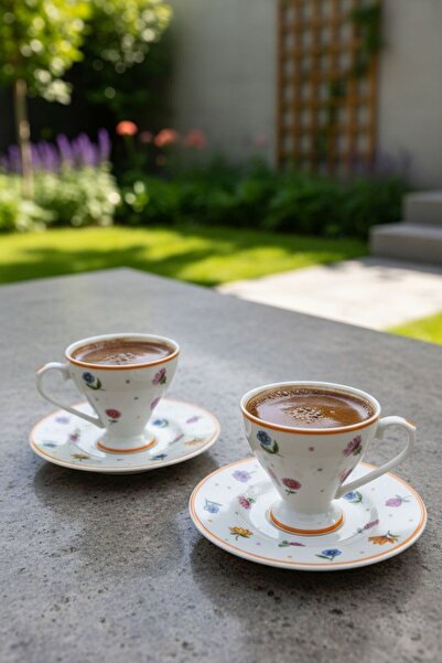 Bereketli Store Mien Gözde Flowered 2-Piece Coffee Cup Set 90 ml |   Decorati...