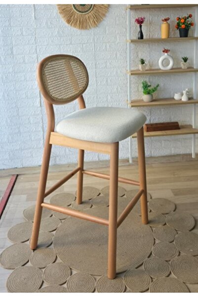 silla Concept Oslo Bar Sandalyesi Teddy Krem Kumaş Hasırlı Naturel Ahşap Ada ...