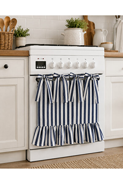 Mirilliahome Striped Linen Oven Cover with Bow Tie Decoration, Decorative Ove...