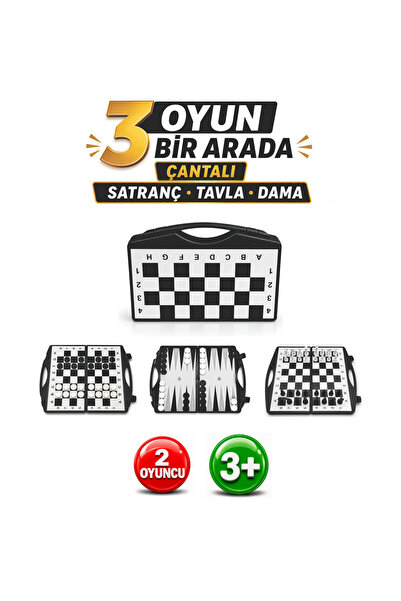 ALAY Ticaret Çantalı Üçü Bir Arada Set - Satranç - Tavla - Dama