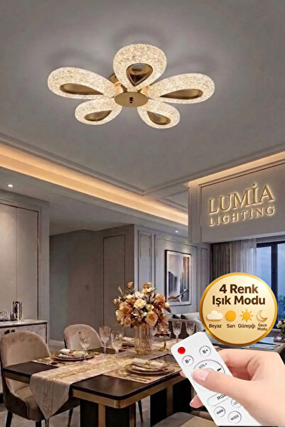 Lumia Lighting Damla Model 5"li Gold Kumandalı 3 Renk Modu Ledli Modern Plafo...