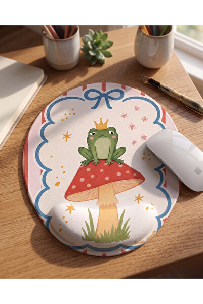 matizya Kurbağa & Mantar Desenli Bilek Destekli Mousepad | Sevimli & Pinteres...