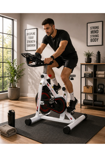 MY LIFE FITNESS AM200 دراجة تمارين ثابتة – مقاومة قابلة للتعديل – شاشة 5 وظائ...