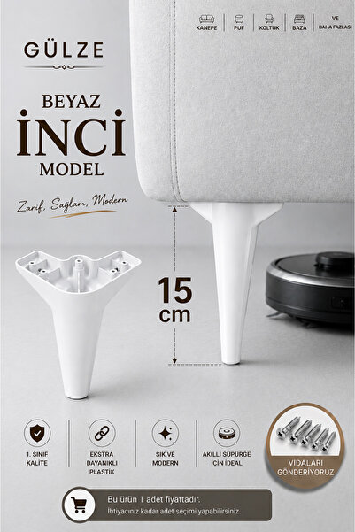 GÜLZE (15 cm) İNCİ Model Mobilya Ayağı (Mobilya Ayağı, Dolap, Koltuk, Tv Ünit...