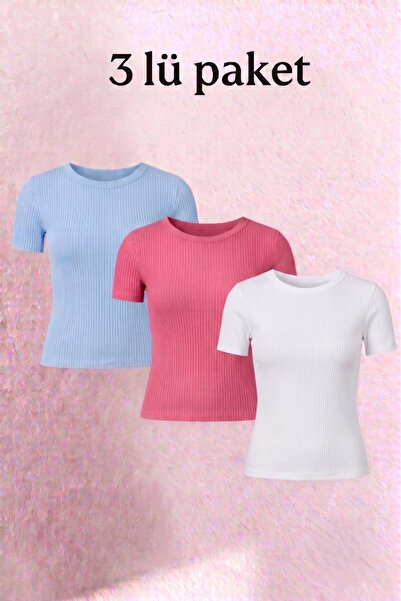 Siner Fashion Bluză cu decolteu rotund pentru femei, 3 piese