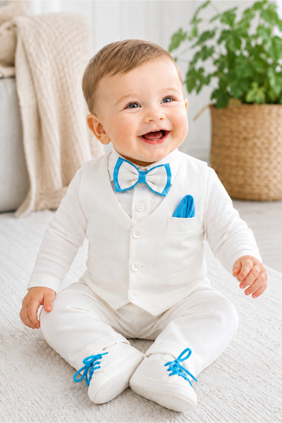 Baby Boy Bow Tie & Tie Special Day Outfit - 7-Piece Set Mevlüt Set - 1 Year Birthday