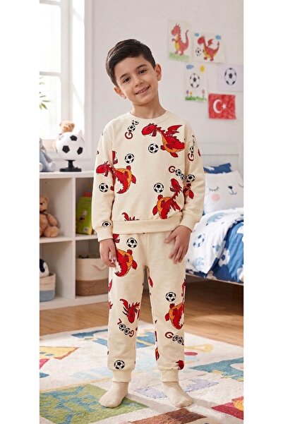 ALİŞ KİDS Set de pijamale cu mânecă lungă pentru băiat, din bumbac, alb, roșu...