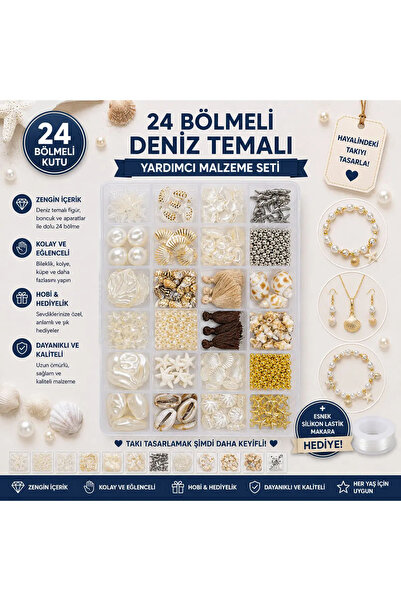 By MO Accessories YAZ SEZONU 24 Bölmeli Deniz Temalı Boncuk Figür Seti