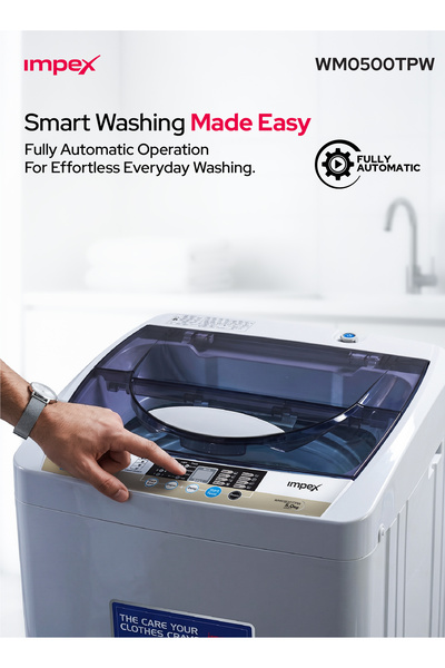 IMPEX WM0500TPW 5Kg Fully Automatic Top Load Washing Machine 8 Programs LED Display Light Grey