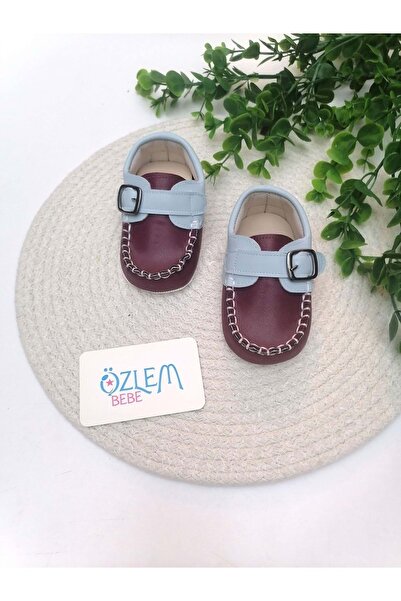 ÖZLEM BEBE Kemerli Erkek Bebek Ayakkabısı Bordo