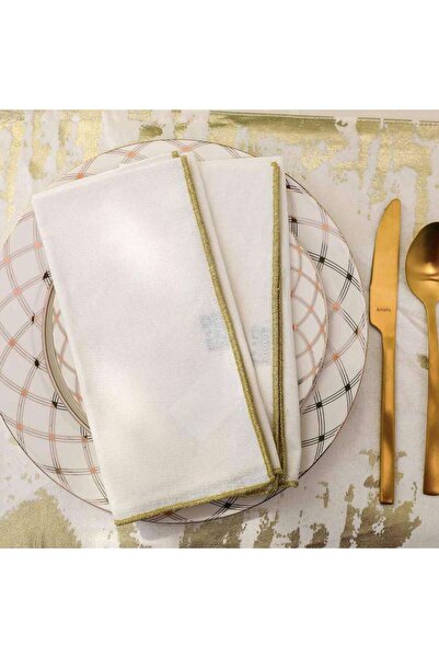 PAN HOME طقم مناديل أنيق من 4 قطع مقاس 45×45 سم - ذهبي