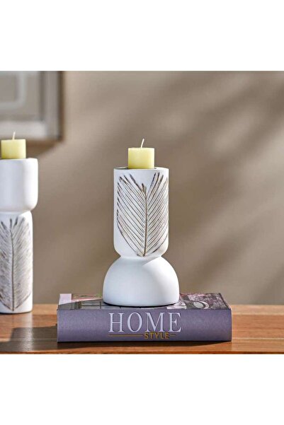 PAN HOME Marin Polyresin Candle Holder 11x11x19cm -white