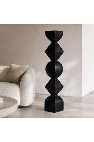 PAN HOME Vexta Wood Handcarved Totem Sculpture 25x25x156cm - Black