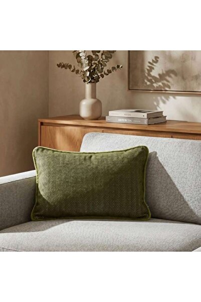 PAN HOME وسادة مبطنة بديلة من هيلتون شيفرون بحجم 35x50 سم - بلون أخضر الصفصاف