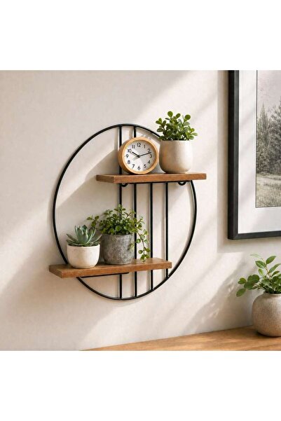 PAN HOME Metro 2 Tier Wall Shelf 41.3x11x34cm - Black