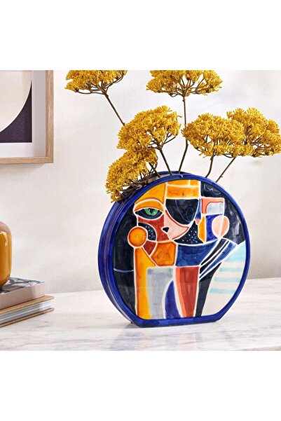 PAN HOME Florida Handpainted Ceramic Vase 25x10x25cm- Yellow