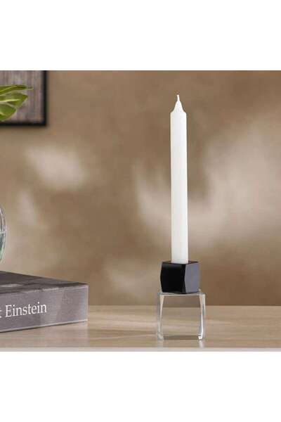 PAN HOME Darwen Crystal Glass Taper Candle Holder 6x6x9.5cm - Clear