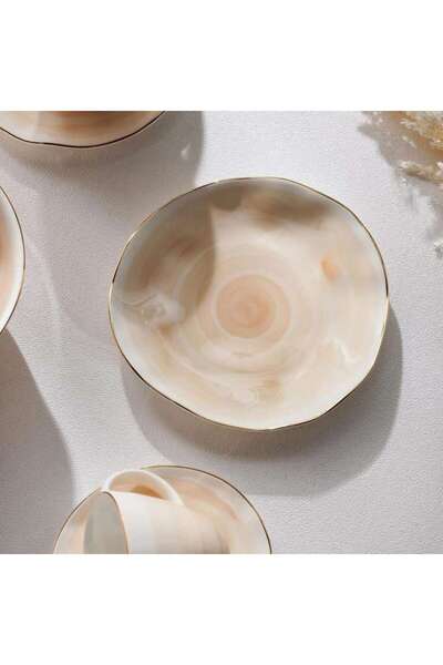 PAN HOME Color Whirl Porcelain Dessert Plate Dia16cm -beige