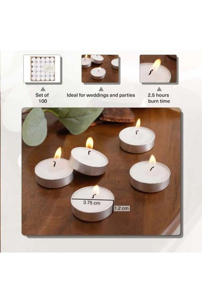 PAN HOME Unscented White 100-piece Tealight Candle - 2.5 Hrs