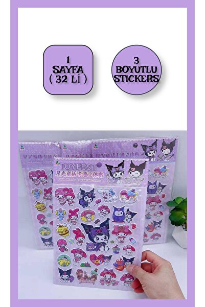 TOYFEST Sanrio Kuromi My Melody Cinnamoroll Pompompurin Twin 3D Sticker Set -...