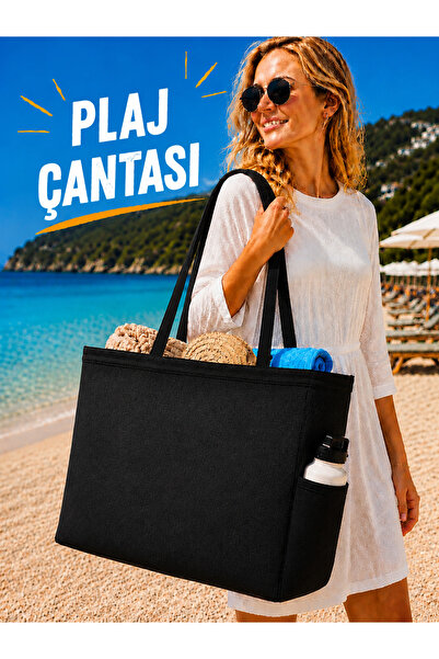 Özlem Toys Geantă utilă pentru plajă și piscină, cu plasă Lux, buzunare de vo...