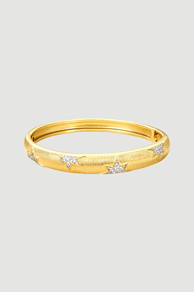 Gusto Star Detailed Handcuff Bracelet - Gold