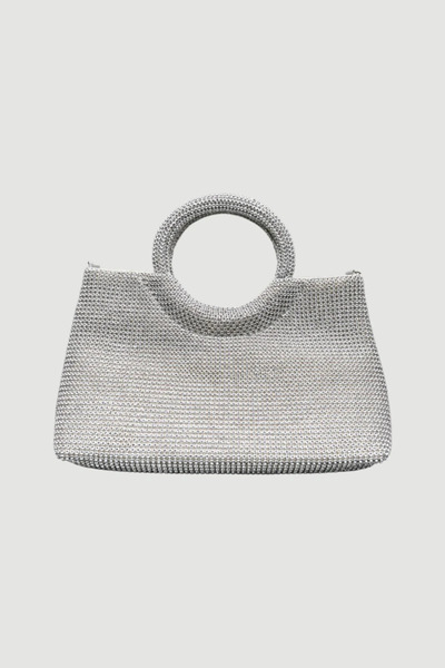 Gusto Stone-Embellished Mini Evening Dress Bag - Silver