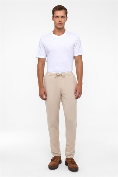SÜVARİ Bej Slim Düz Jogger Pantolon
