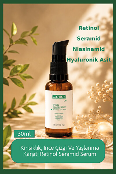 GLOWON Kırışıklık, Ince Çizgi Ve Yaşlanma Karşıtı Retinol Seramid Serum 30 ml
