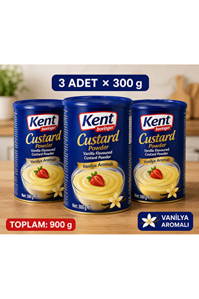 KentOfis Custard Vanilya Aromalı 300 g x 3 Adet (Toplam 900 g)