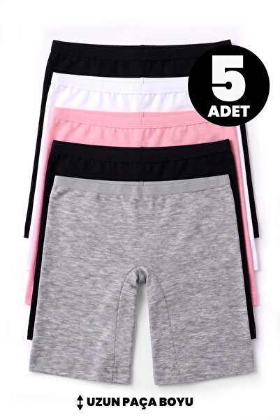 Öts Colanți lungi tip boxer pentru fete, 5 piese, din bumbac gri și lycra, țe...