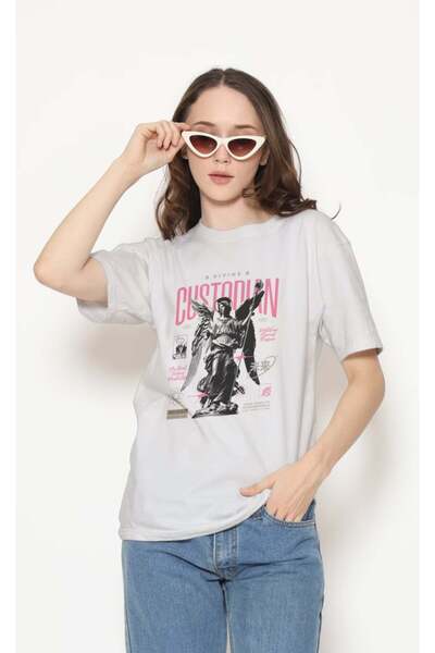 buzagi tasarım ürünleri Urban Regular Fit Unisex White T-Shirt