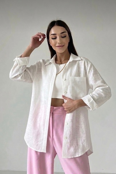 Fast Perry Cămașă oversize texturată de in pentru femei, realizată din 100% f...