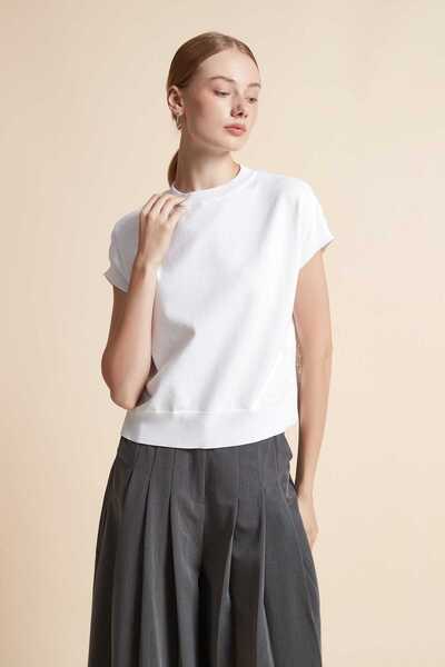Yola Solid Woven Short-Sleeve Top
