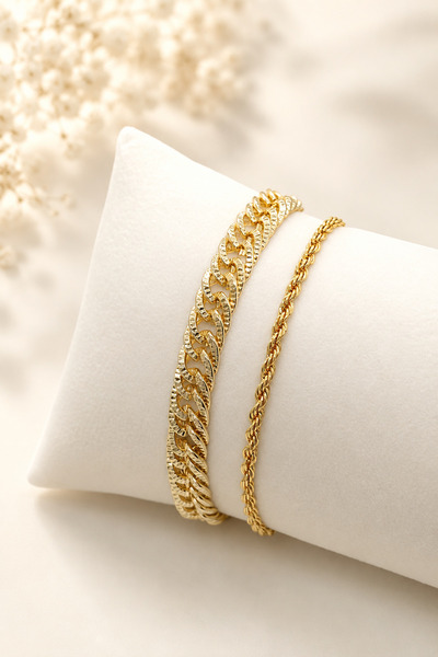 Crc Bijuteri Gold Color 2-Piece Combination Women's Bracelet