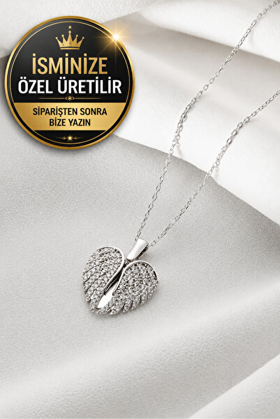 Two Arts Kişiye Özel İsim Yazılabilir Açılır Kapanır Melek Kanadı Kolye I 925...
