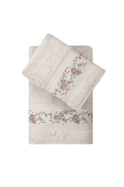 Pupilla Collection Rönesans Bambu 2'Li Banyo Havlu Seti (50*90+70*140) - Bej