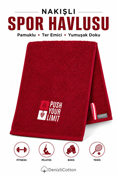 denizlicotton Prosop sport brodat din bumbac, antibacterian, absorbant transp...