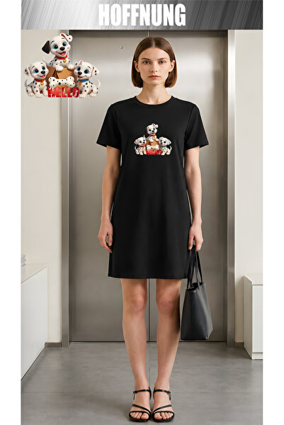 HOFFNUNG Women's Short Sleeve Crew Neck T-Shirt Dress Nightgown