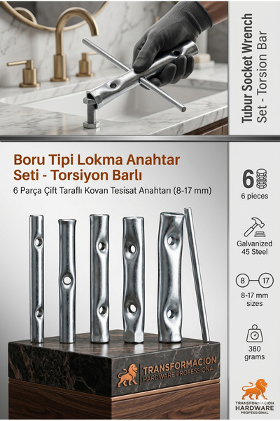 Transformacion Tork Lokma Seti Boru Kovan Tip Anahtar Seti Buji Anahtarı 423236