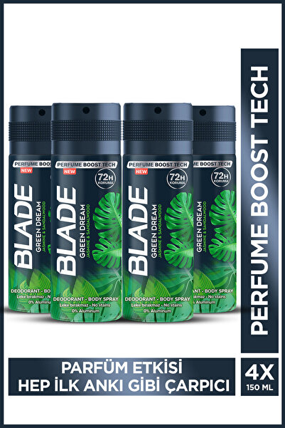 Blade Green Dream Erkek Alüminyumsuz Deodorant Body Spray 4x150 Ml Hızlı Kuru...