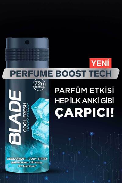 Blade Cool Fresh Erkek Alüminyumsuz Deodorant Body Spray 6x150ml Hızlı Kurur,Leke Bırakmaz