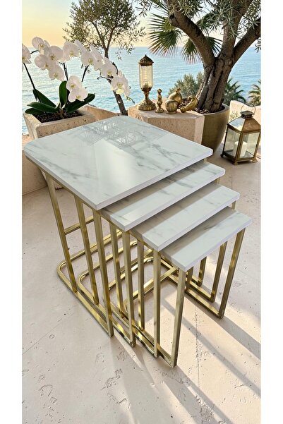 metallion HELEN SERİSİ LAK PANEL 1.SINIF MDF TABLA 1.SINIF METAL AYAKLI 4'LÜ ...