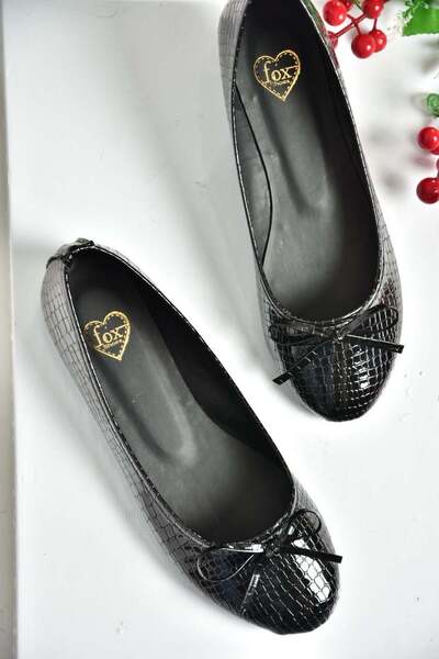 Fox Shoes س726056307 حذاء باليه نسائي بطبعة ثعبان أسود